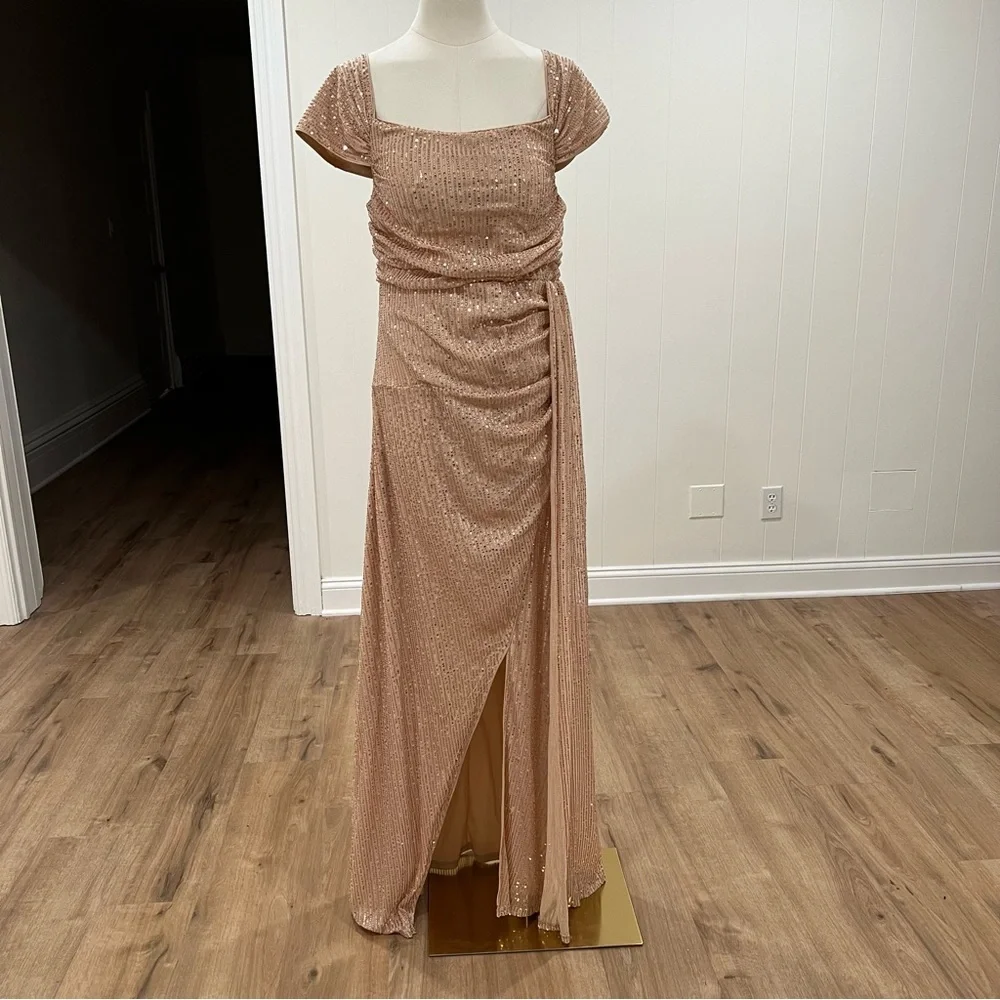 FAERIESTY Embellishment: Rose Gold Sequin Evening Dress - Picture 3 of 16